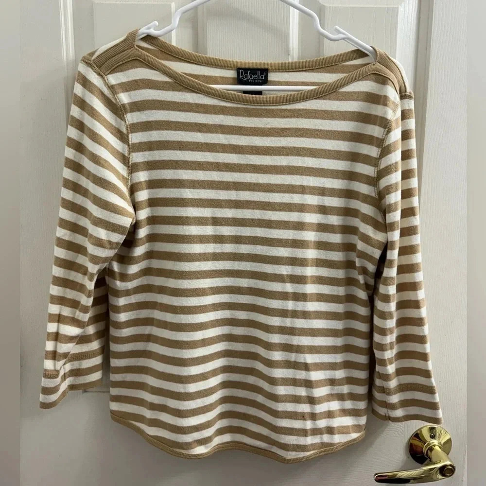 Rafaella petites striped 3/4 sleeve top